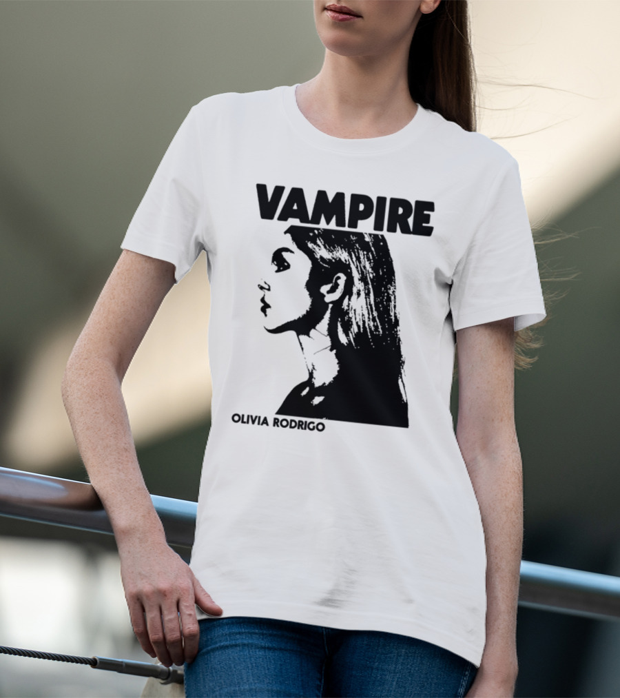 Vampire Olivia Rodrigo Silhouette Black And White Profile T-Shirt