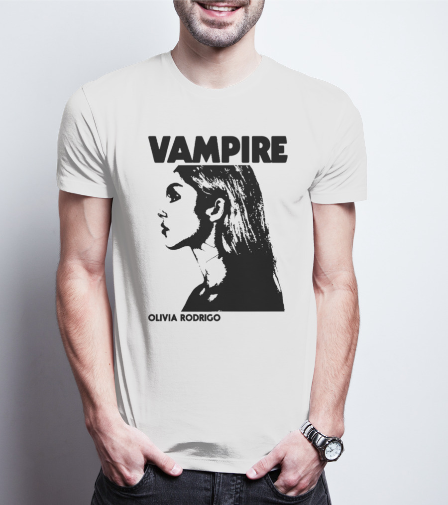 Vampire Olivia Rodrigo Silhouette Black And White Profile T-Shirt
