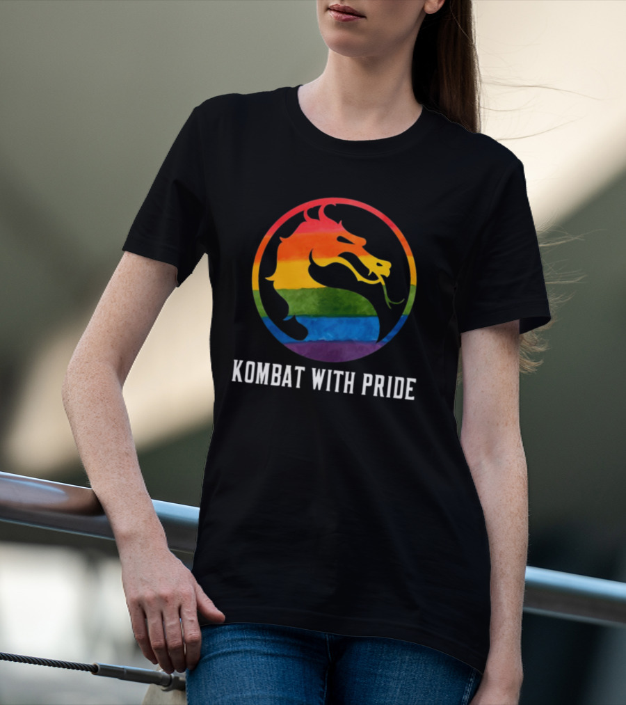 Kombat With Pride Rainbow Dragon Emblem T-Shirt