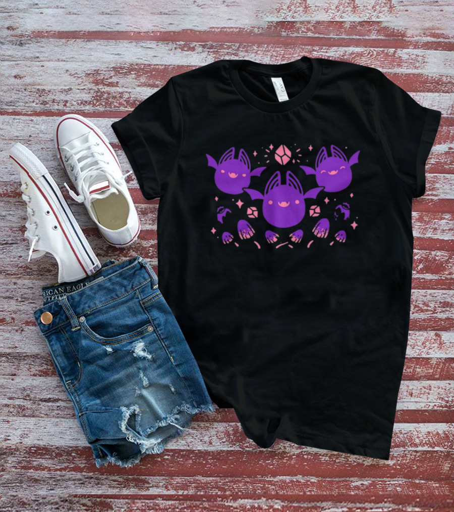 Batty Buddies Cute Purple Cartoon Bats Fun T-Shirt