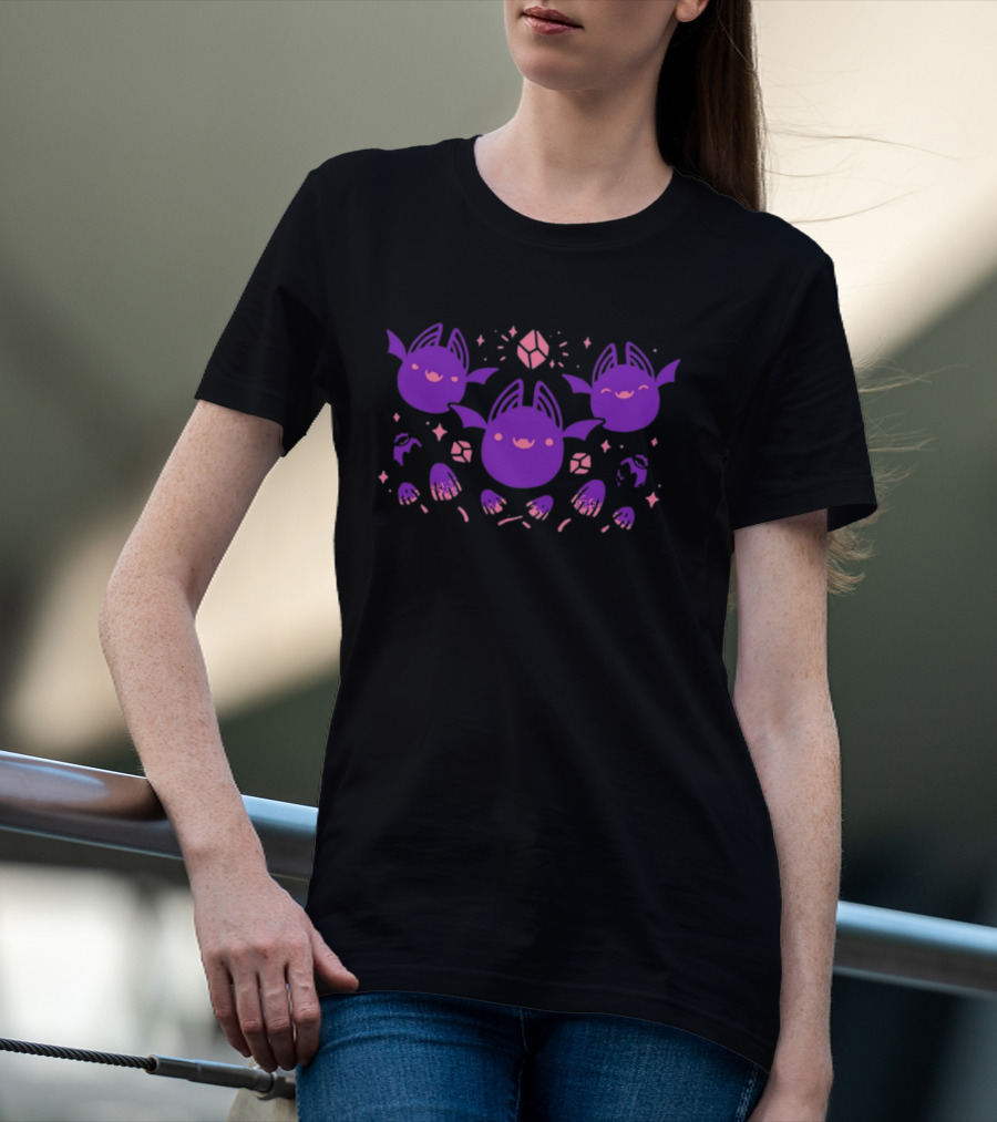 Batty Buddies Cute Purple Cartoon Bats Fun T-Shirt
