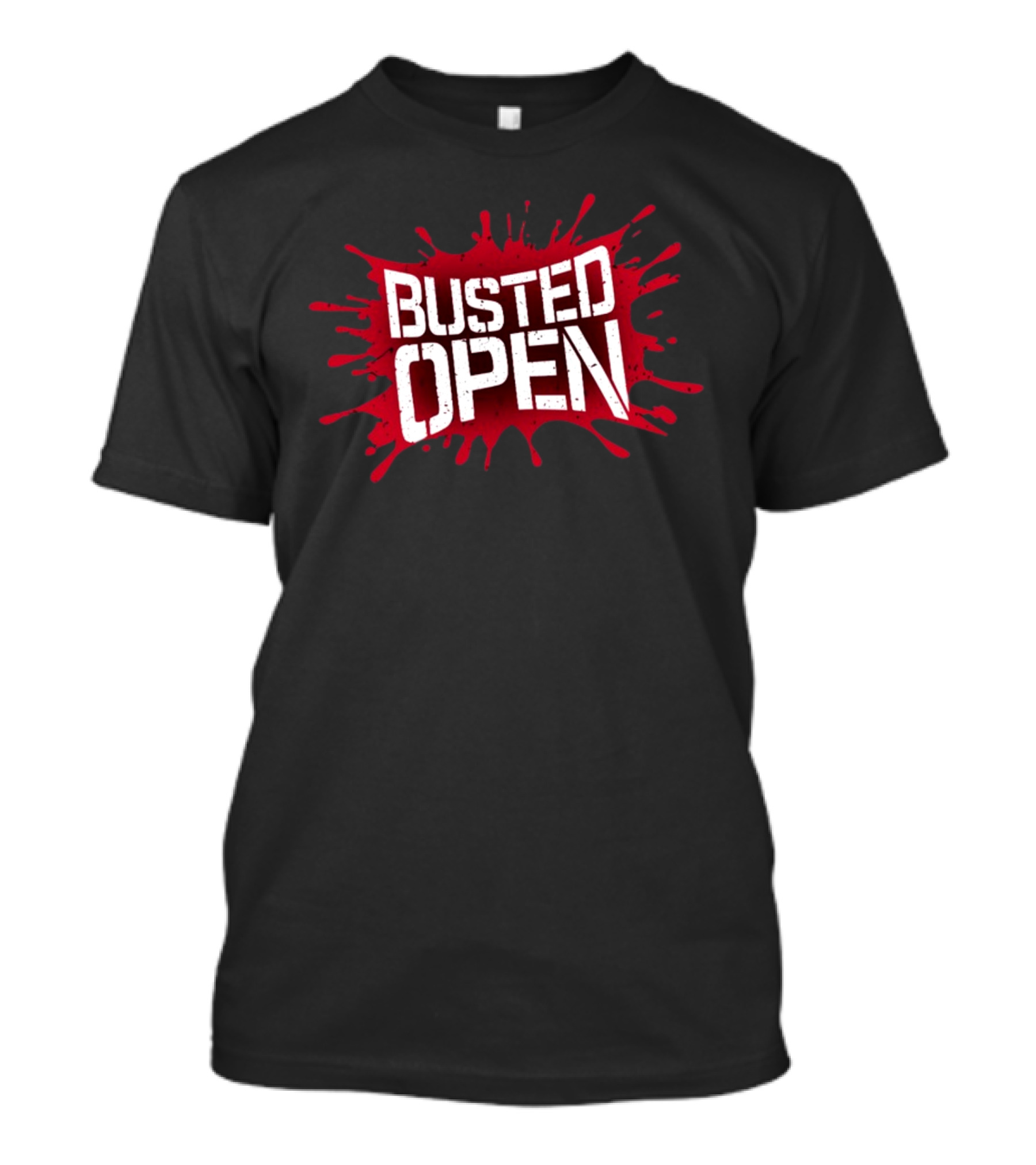 Busted Open Red Splatter Text T-Shirt