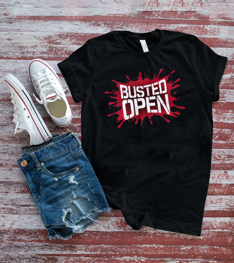Busted Open Red Splatter Text T-Shirt