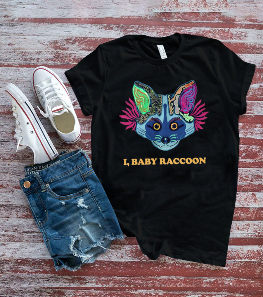I Baby Raccoon Psychedelic Cat Face T-Shirt
