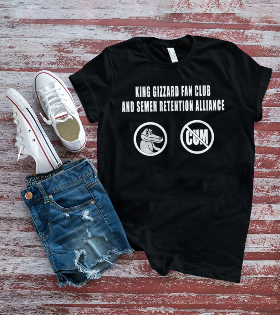 King Gizzard Fan Club And Semen Retention Alliance No Cum Symbol Gator T-Shirt