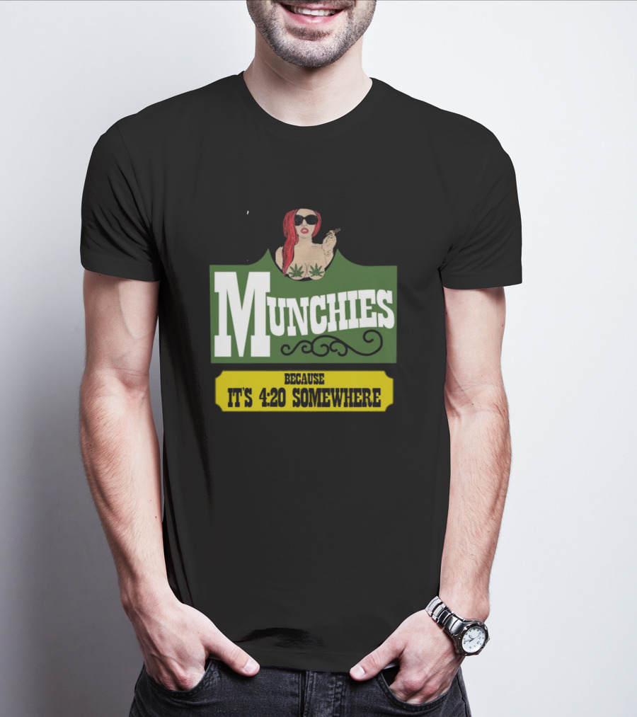 Munchies With Redhead Smoking And Cannabis Leaves Because It's 4:20 Somewhere T-Shirt