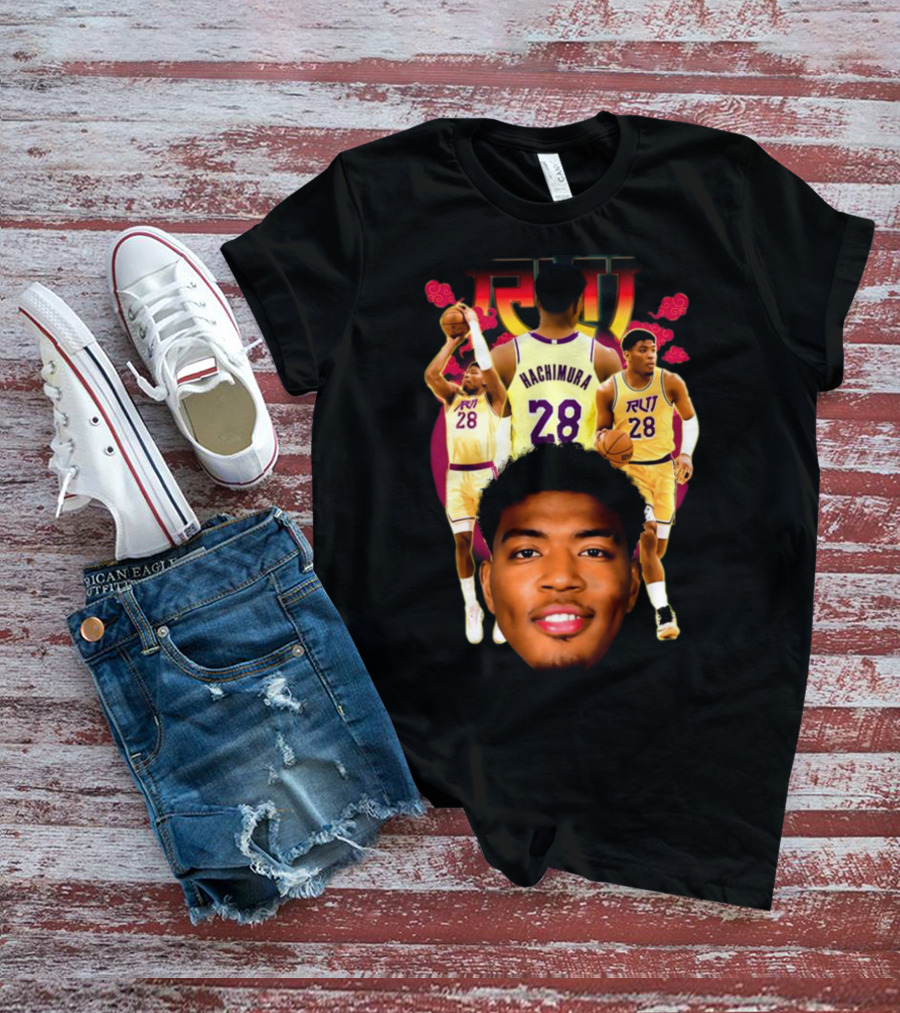 Rui Hachimura 28 Basketball Player Portrait Trio T-Shirt