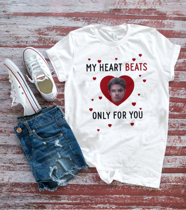 My Heart Beats Only For You Red Heart Face T-Shirt