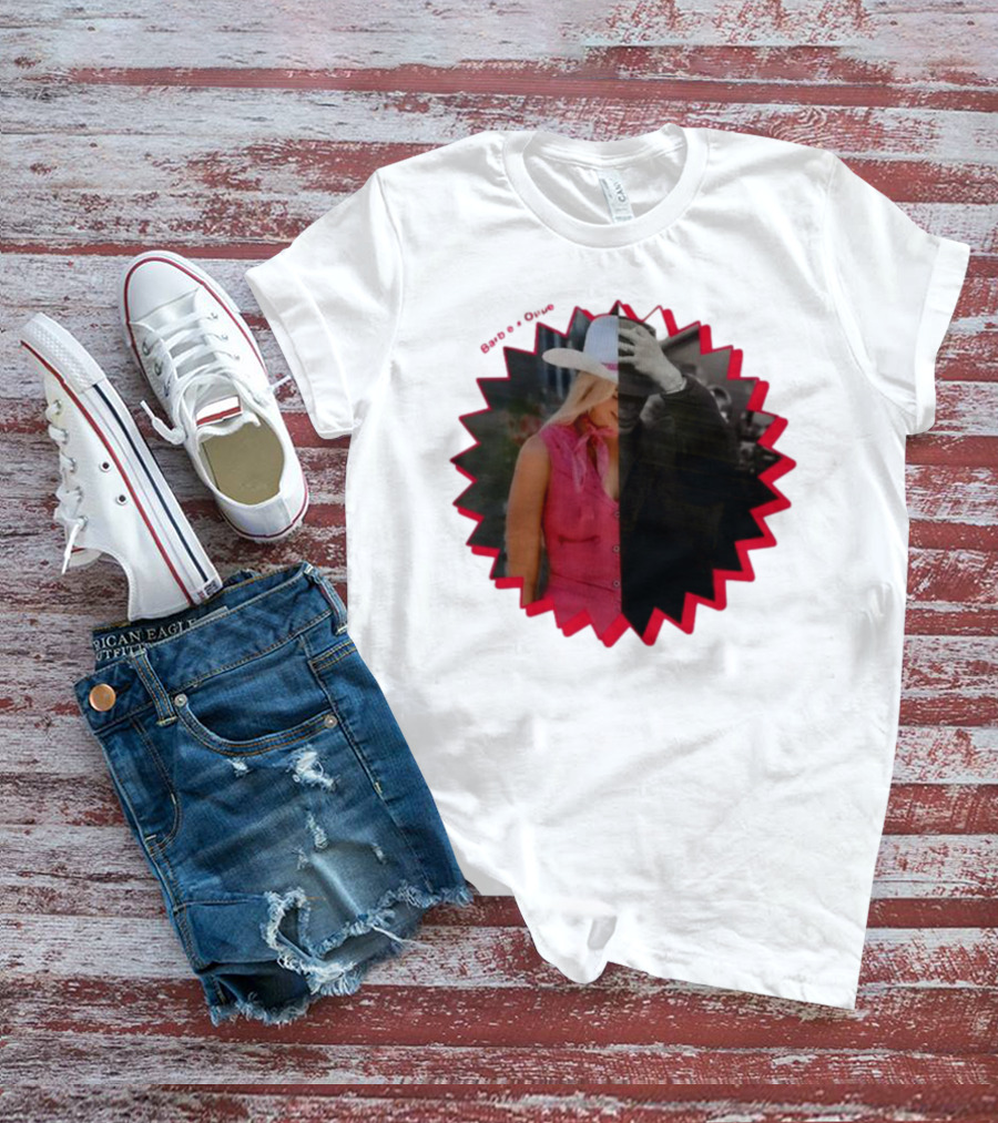 Barbie X Oppenheimer Is Margot Robbie Mashup Portrait Starburst T-Shirt