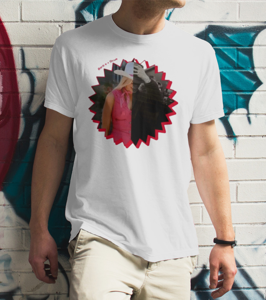 Barbie X Oppenheimer Is Margot Robbie Mashup Portrait Starburst T-Shirt