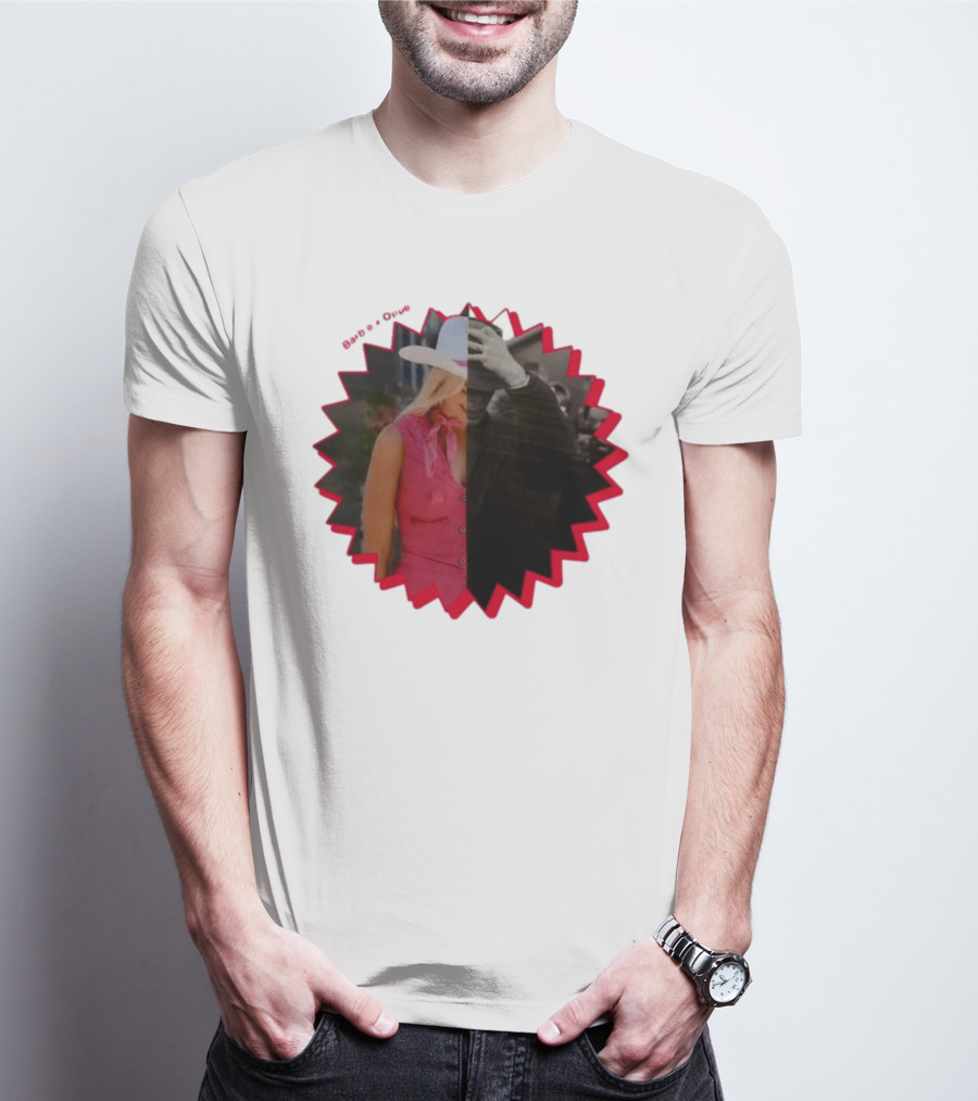 Barbie X Oppenheimer Is Margot Robbie Mashup Portrait Starburst T-Shirt