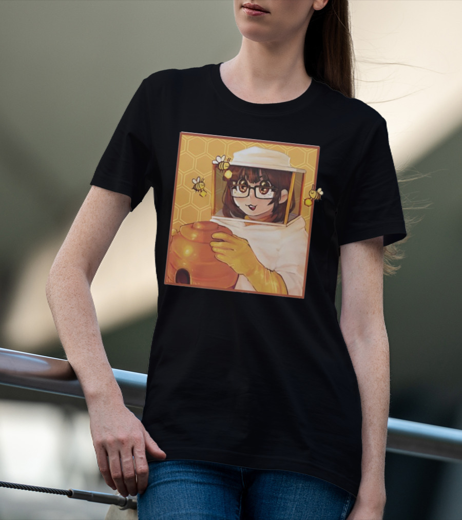 Bizabizow Bee Zabizow Honeycomb Beekeeper Anime Character With Bees And Honeycomb Background T-Shirt