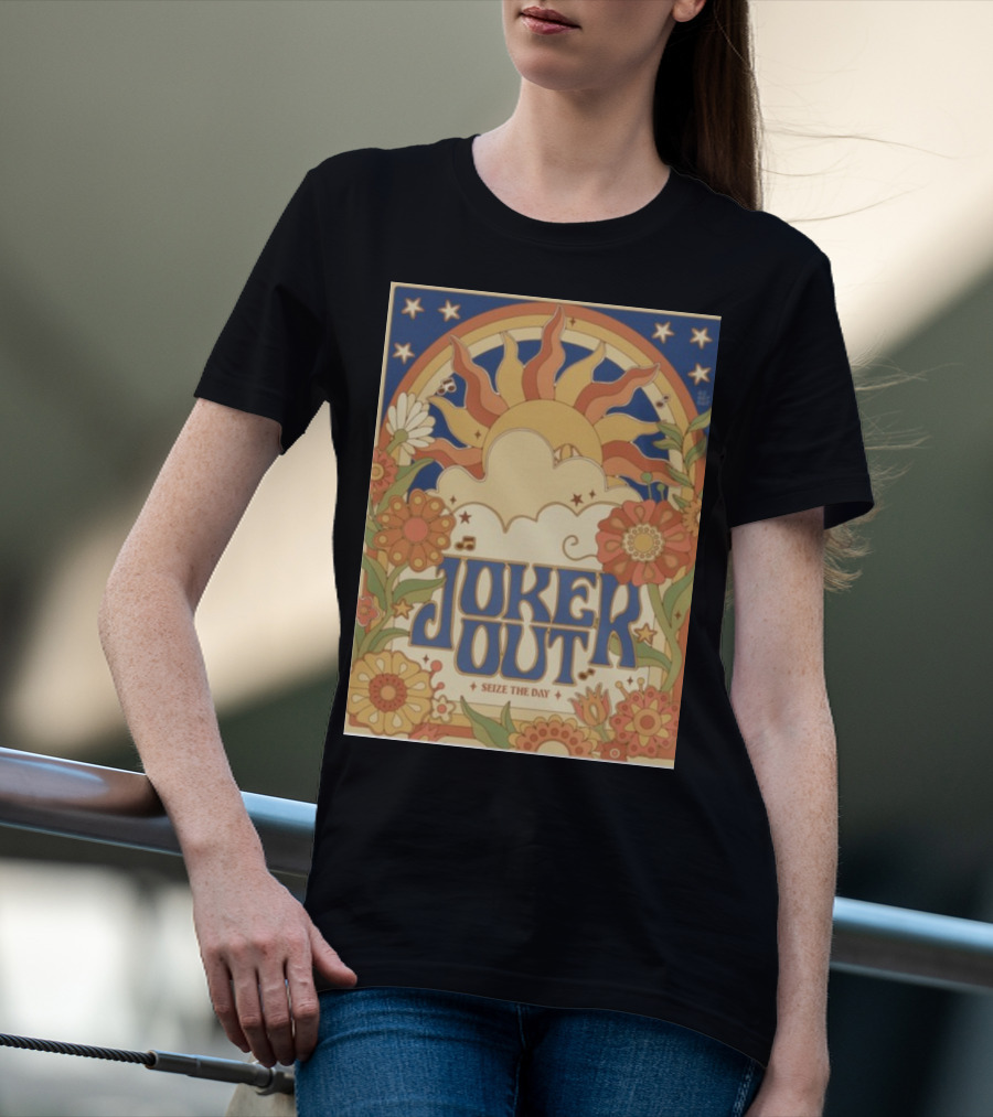 Joker Out Seize The Day Retro Floral Sunburst T-Shirt