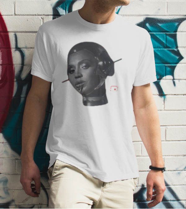 Beyoncé Sorayama Robotic Portrait With Neon B T-Shirt
