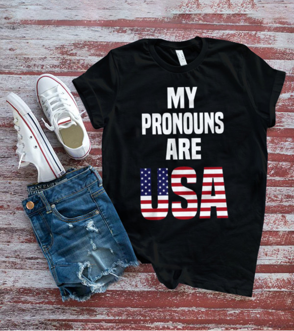 Enes Freedom My Pronouns Are USA American Flag T-Shirt