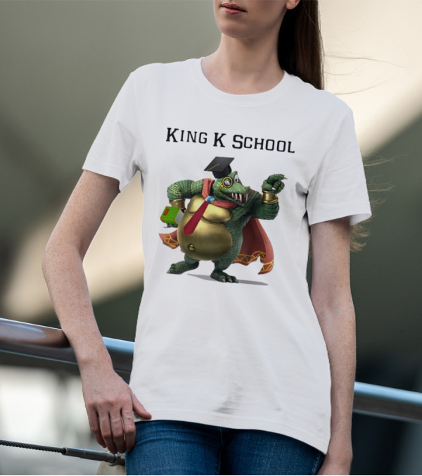 King K School Graduation Crocodile With Book And Cap T-Shirt