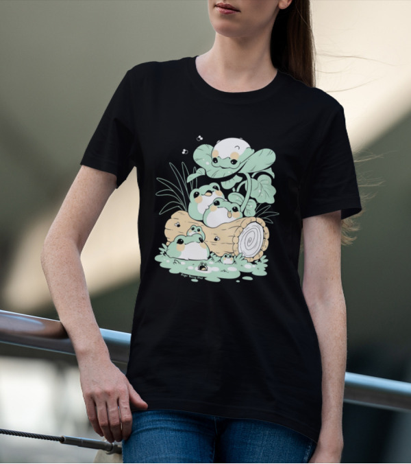 Sugoi Bunbu Shop Blob Frogs Log And Leaves T-Shirt
