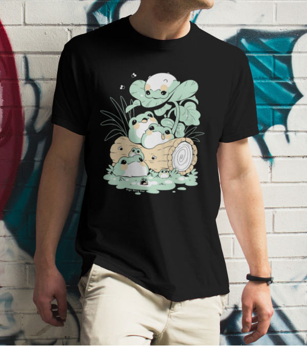 Sugoi Bunbu Shop Blob Frogs Log And Leaves T-Shirt
