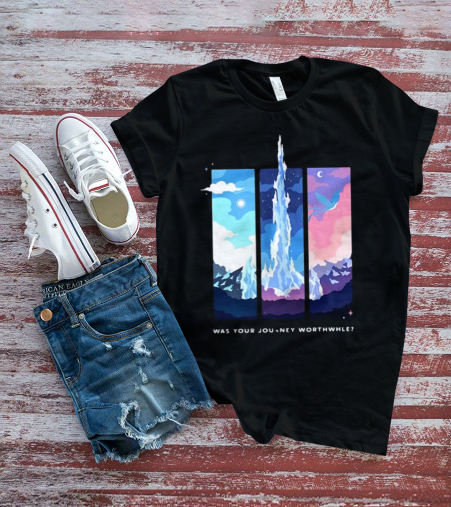 Was Your Journey Worthwhile Cosmic Mountain Sky Triptych T-Shirt