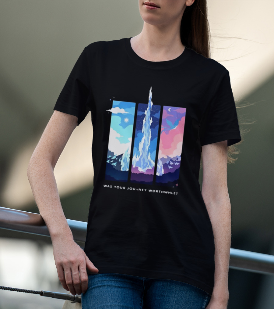 Was Your Journey Worthwhile Cosmic Mountain Sky Triptych T-Shirt