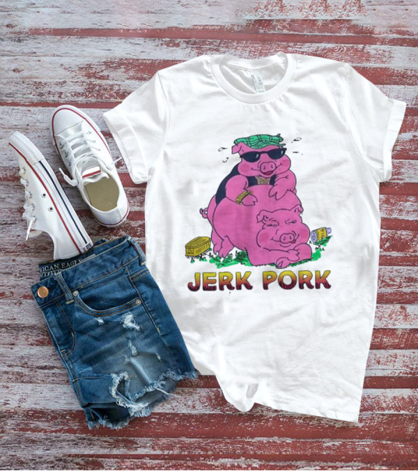 Jerk Pork Cartoon Pigs With Sunglasses And Gold Chain T-Shirt