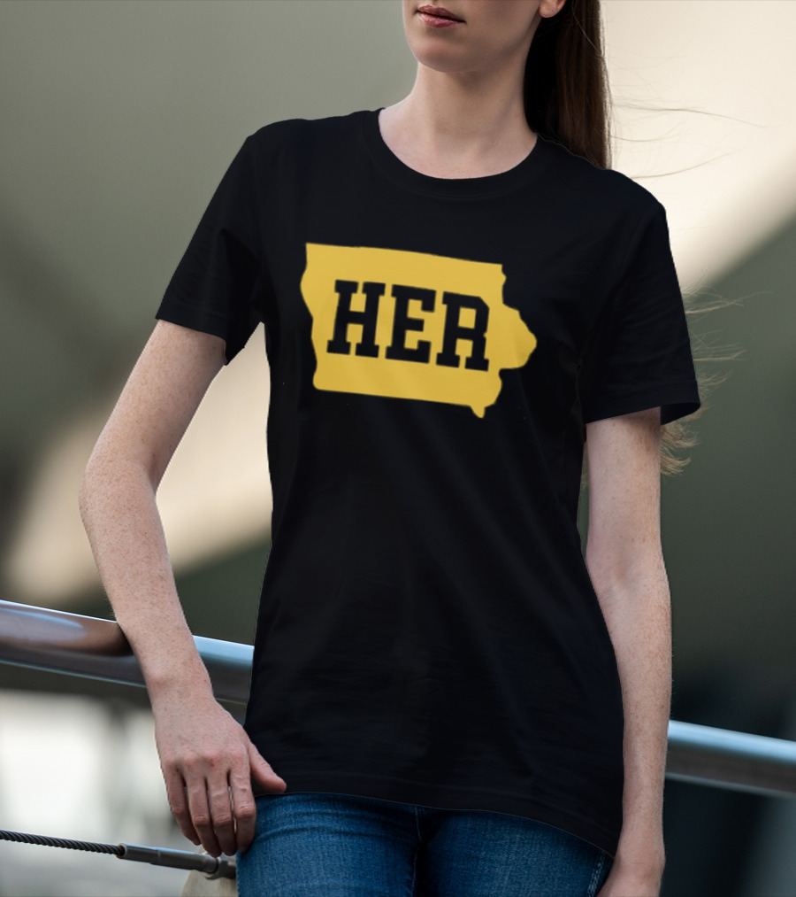 Iowa Her Gold State Outline T-Shirt