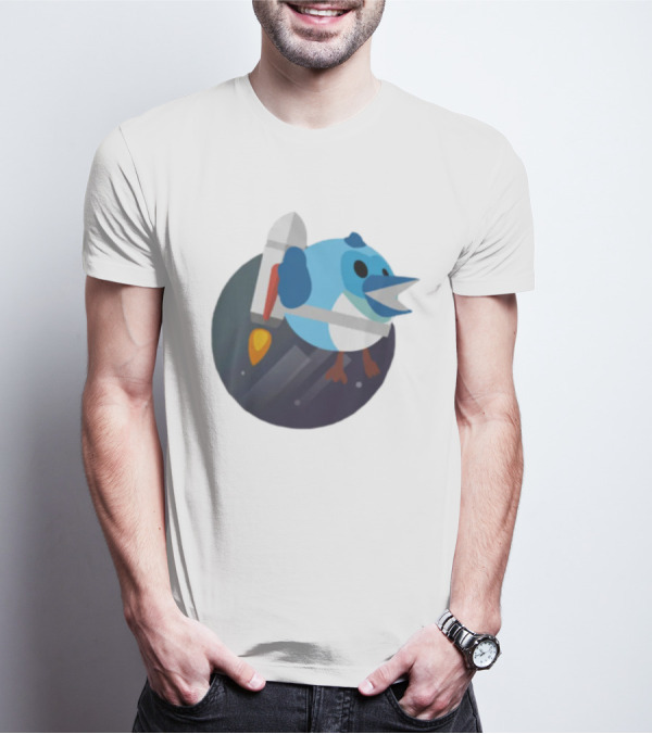 Flutter Dart Dash Iconic Rocket-Powered Bird Character T-Shirt
