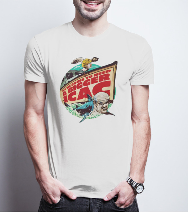 We're Going To Need A Bigger ICAC Satirical Political Boat Scene With Shark And Person T-Shirt