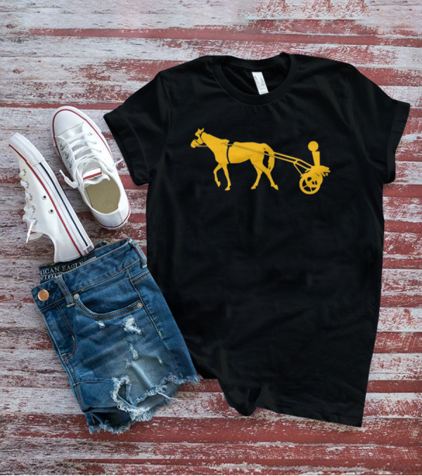 Horse Cart Silhouette With Rider In Yellow T-Shirt