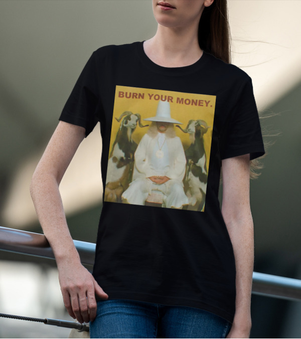 BURN YOUR MONEY White Suit Man With Goats T-Shirt
