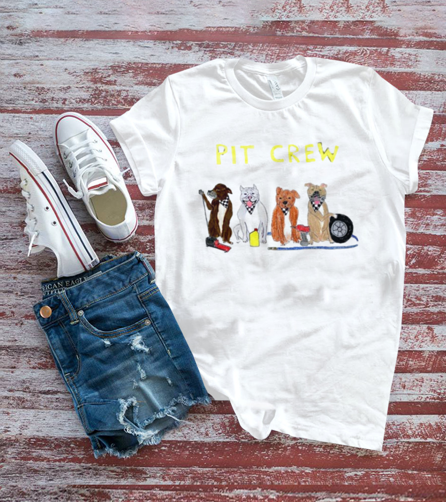 PIT CREW Dogs With Tools And Tires T-Shirt