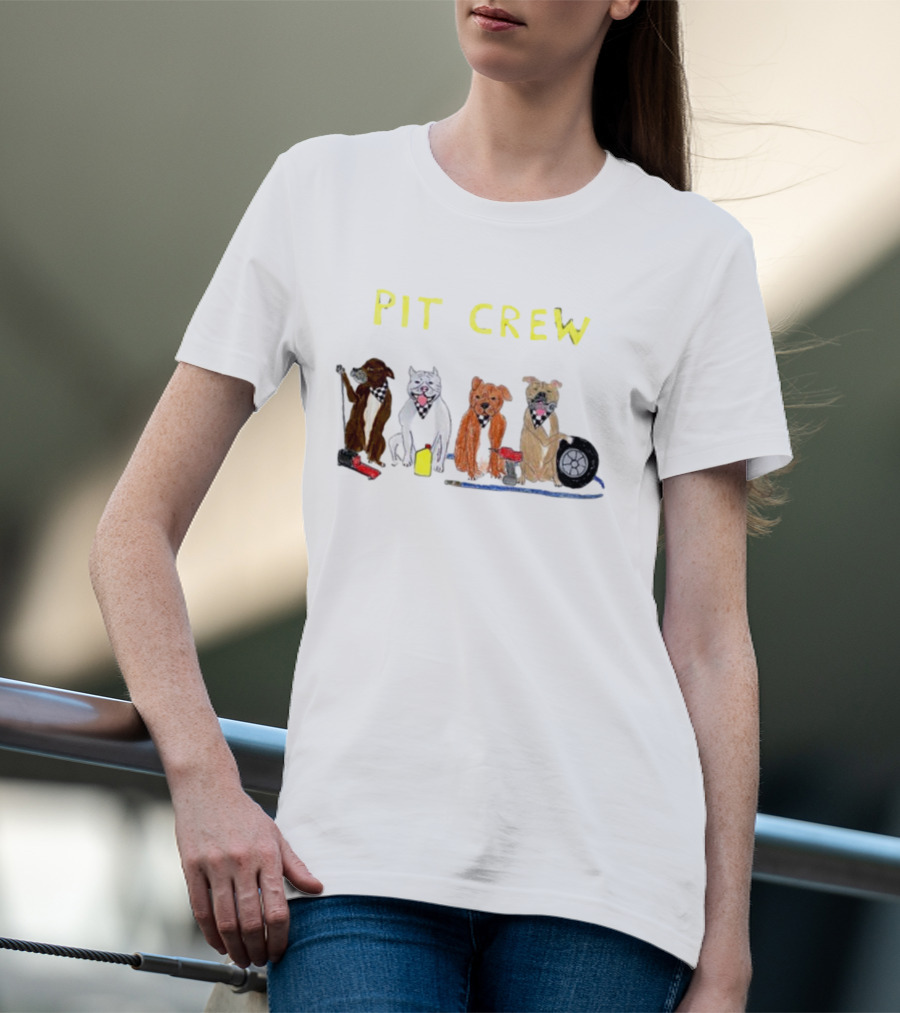 PIT CREW Dogs With Tools And Tires T-Shirt