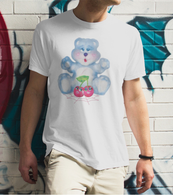 Brooke Candy Blue Teddy With Cherry And Spiderweb T-Shirt