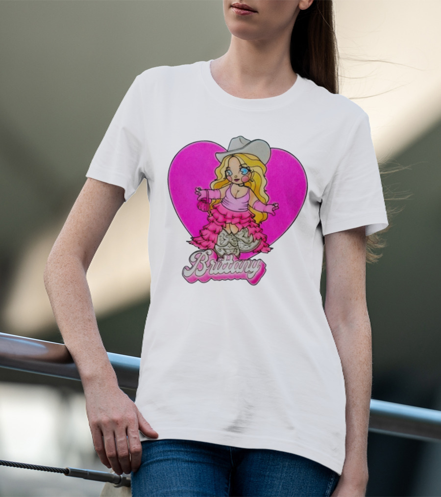 Brittany Heart Cowgirl Doll Boots Pink Ruffles Cartoon T-Shirt