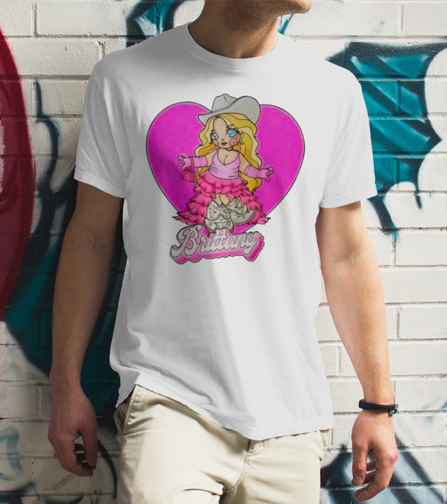 Brittany Heart Cowgirl Doll Boots Pink Ruffles Cartoon T-Shirt