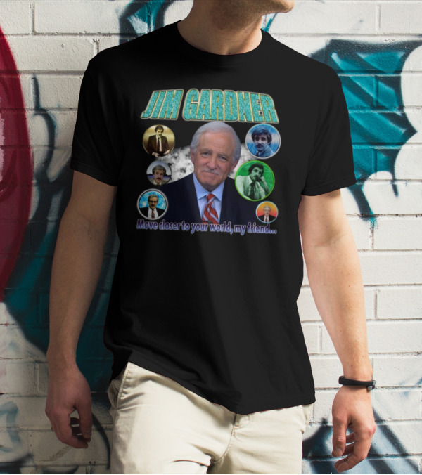 Jim Gardner Move Closer To Your World My Friend Retro Circle Montage T-Shirt