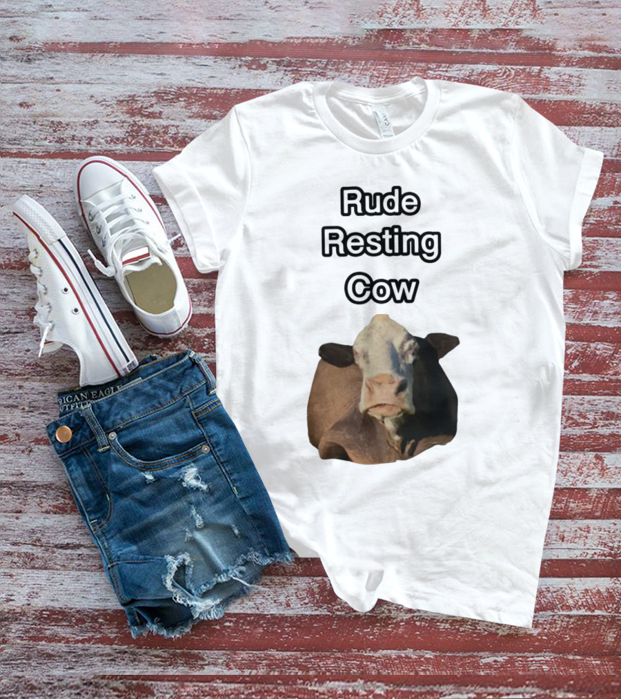Rude Resting Cow Expression T-Shirt