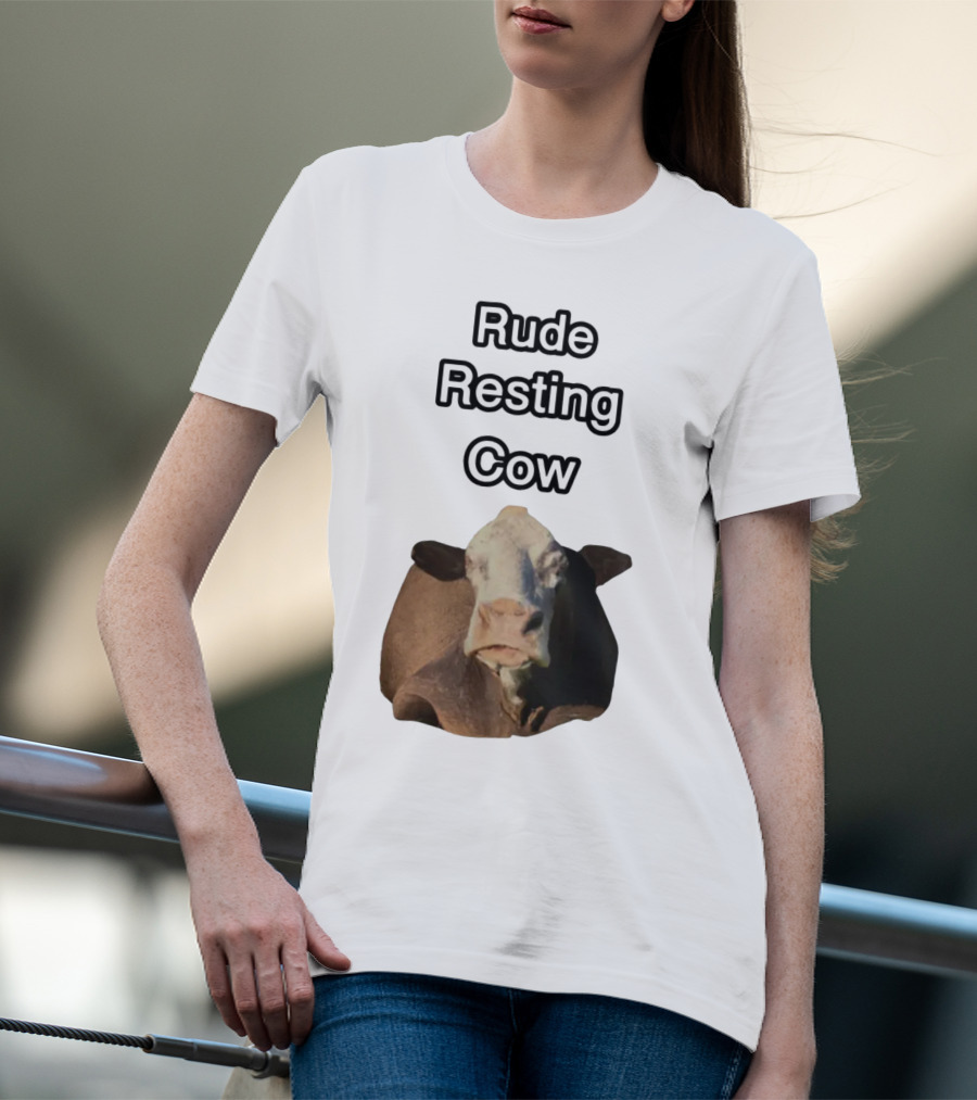 Rude Resting Cow Expression T-Shirt