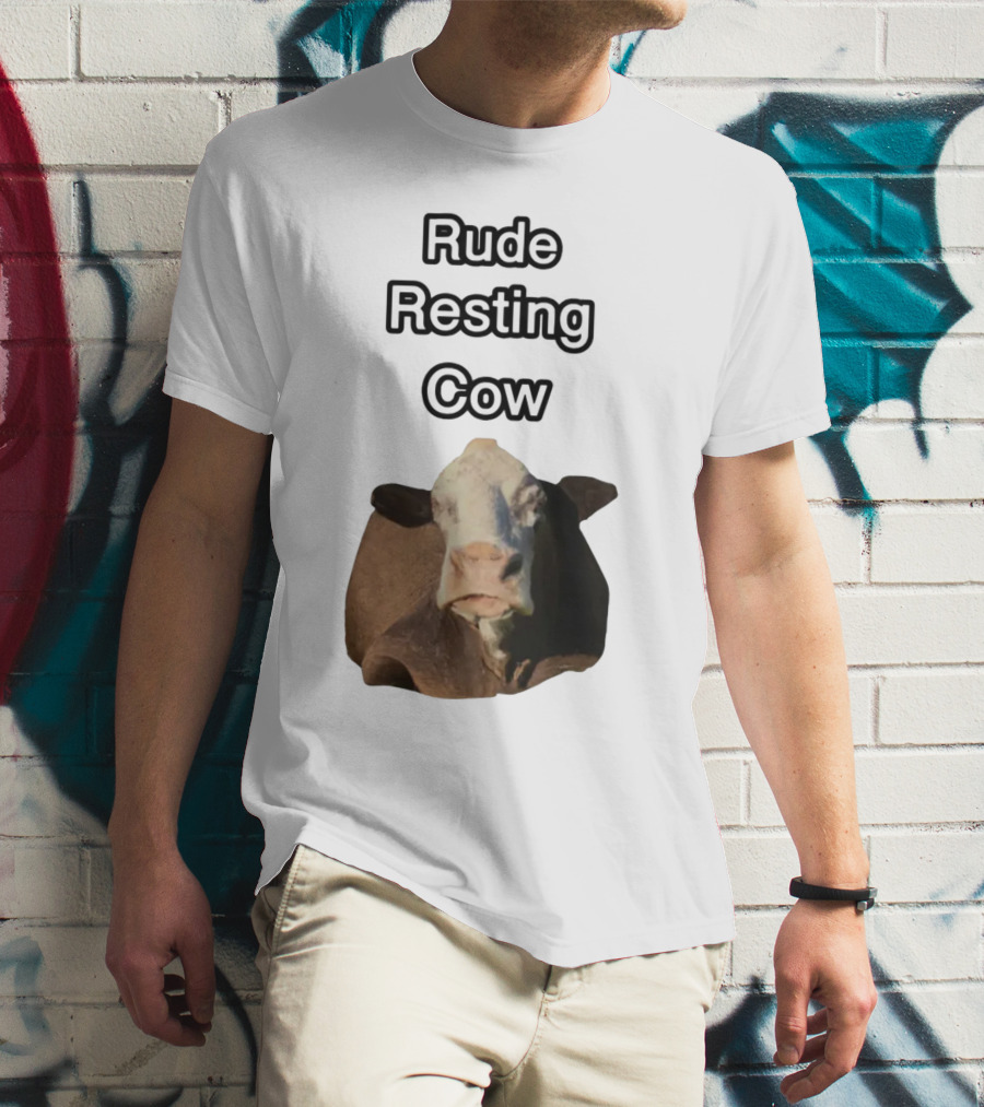 Rude Resting Cow Expression T-Shirt