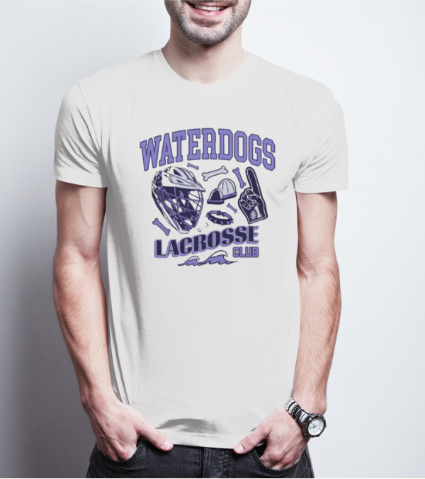 Waterdogs Lacrosse Club Icon Helmet Bones Motif T-Shirt