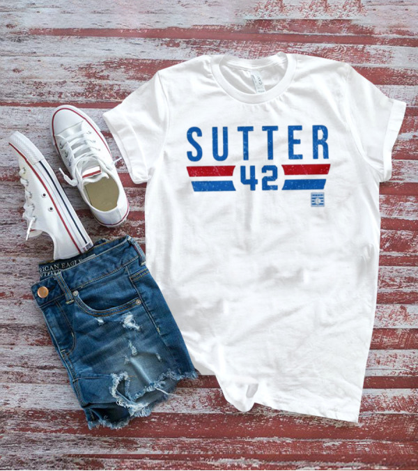 Sutter 42 Blue And Red Stripes National Baseball Hall Of Fame Museum T-Shirt