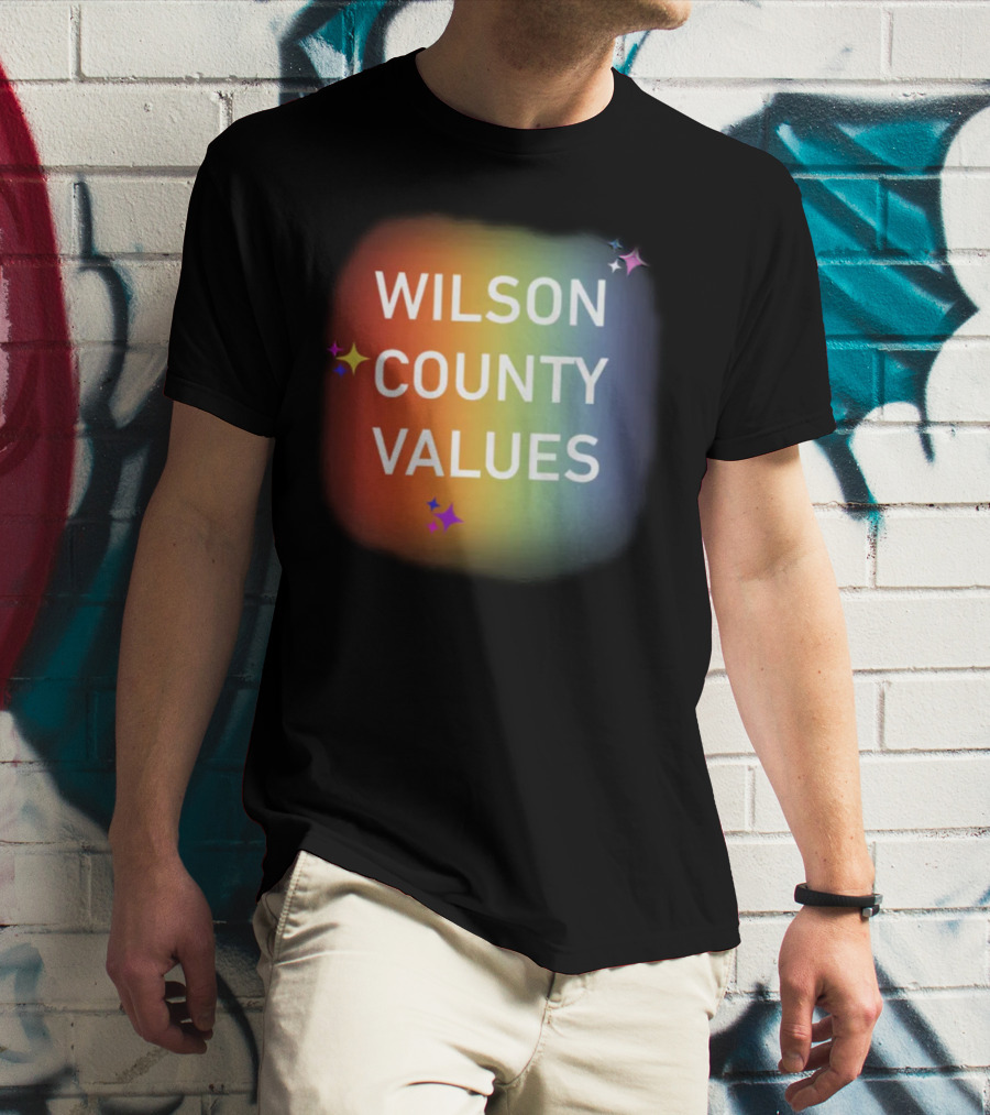 WILSON COUNTY VALUES Rainbow Colors With Stars T-Shirt