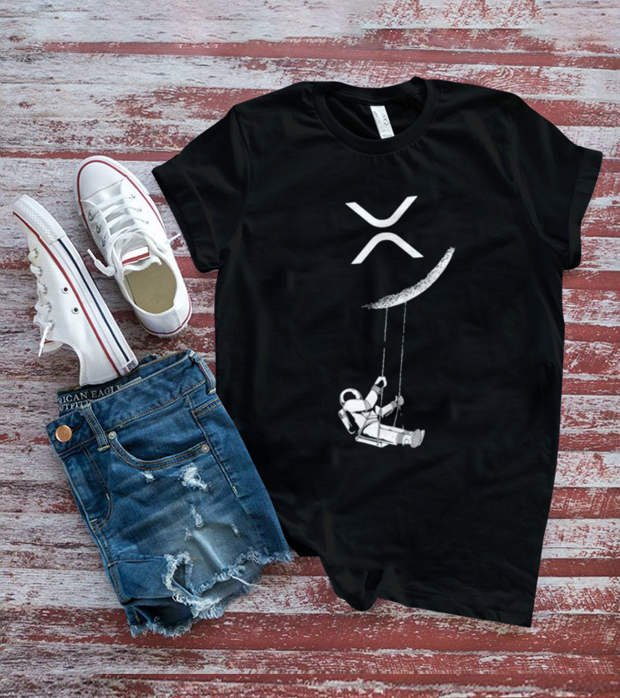 Lyndsey XRP Blockchain Cryptocurrency Community Astronaut Swinging On Moon T-Shirt