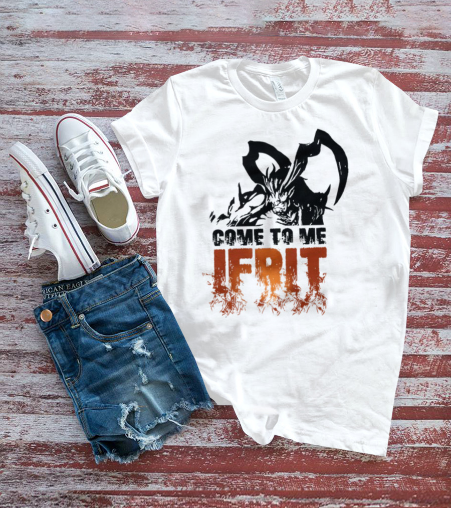 Final Fantasy 16 Come To Me Ifrit Flamed Text T-Shirt