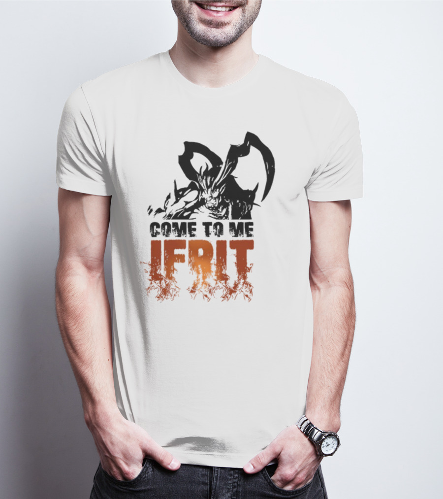 Final Fantasy 16 Come To Me Ifrit Flamed Text T-Shirt