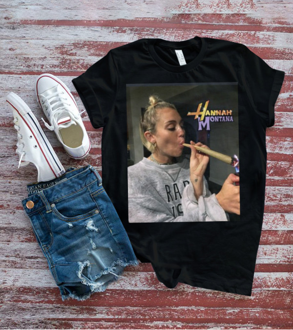 Hannah Montana Smoking Weed Giant Joint T-Shirt