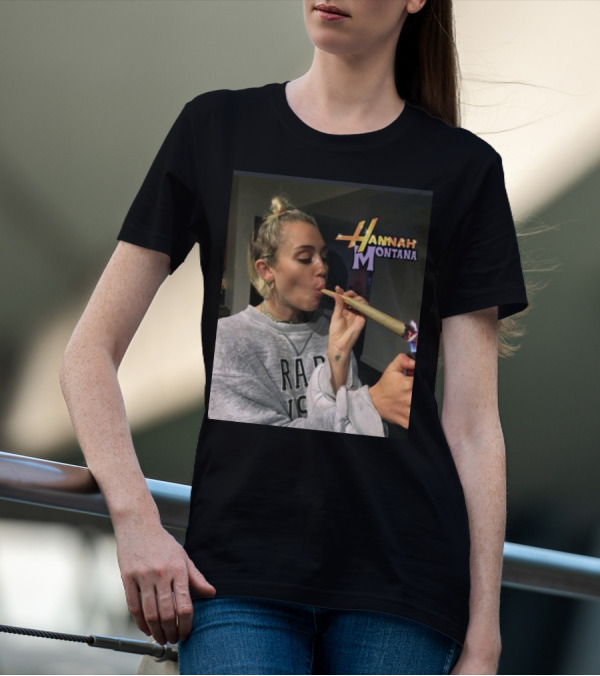 Hannah Montana Smoking Weed Giant Joint T-Shirt