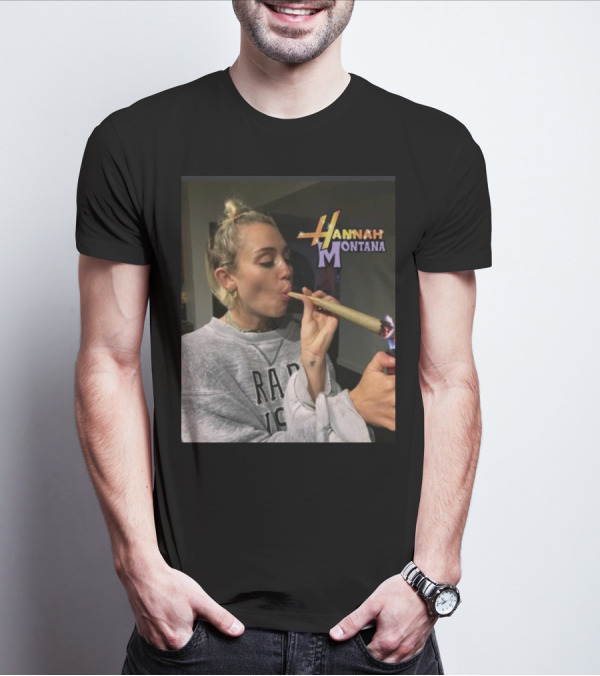 Hannah Montana Smoking Weed Giant Joint T-Shirt