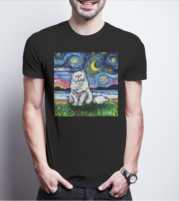 Starry Night Persian Cat ACA Turner T-Shirt