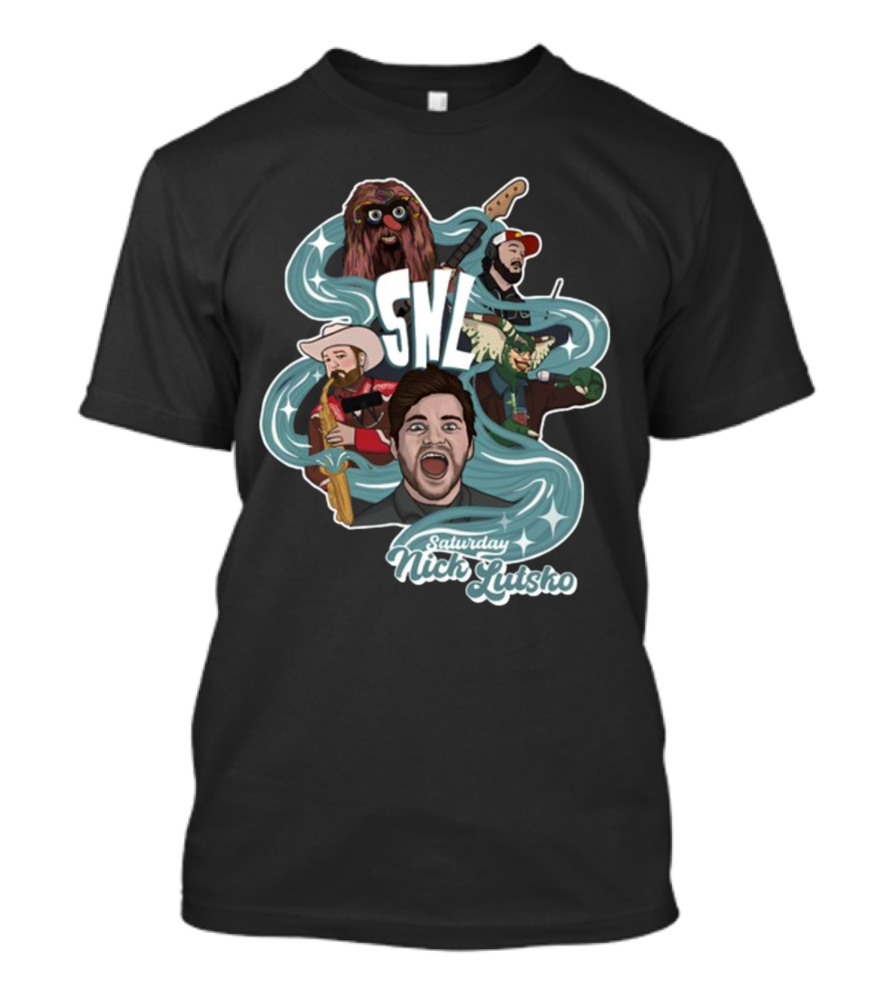 Nick Lutsko SNL Saturday Characters With Guitar And Microphone T-Shirt
